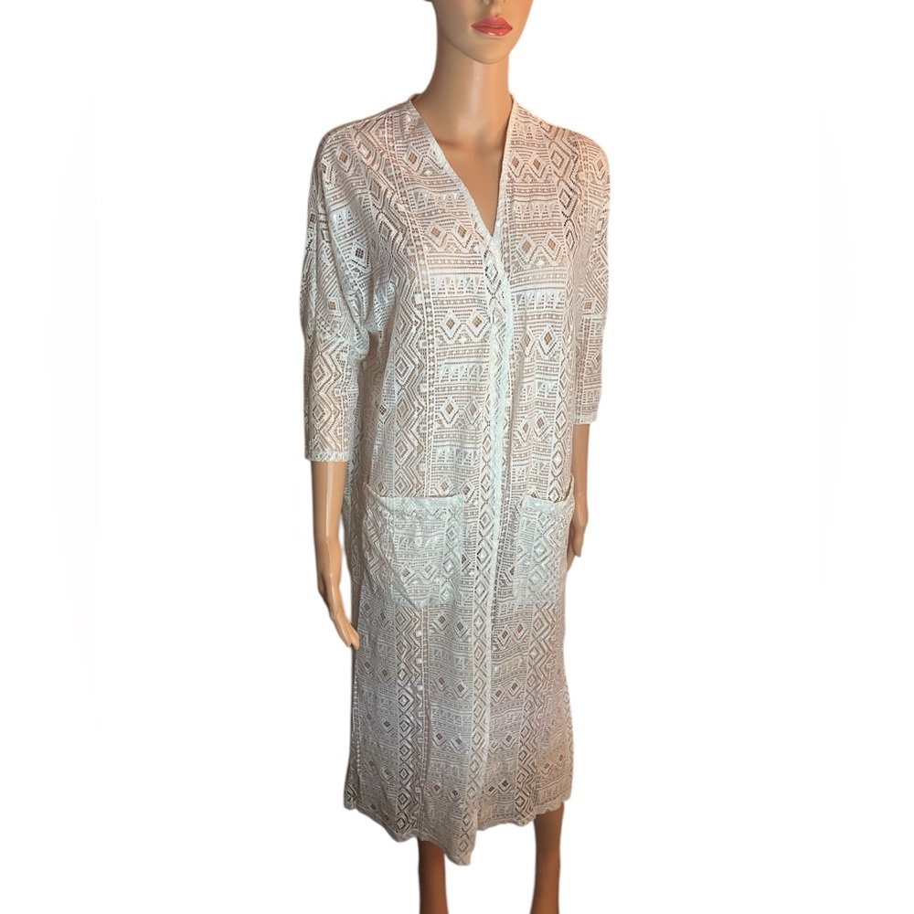 Only romantic SHEER BIKINI COVER-UP SEMI TRANSPARENT LOOK White Sz L pre owned